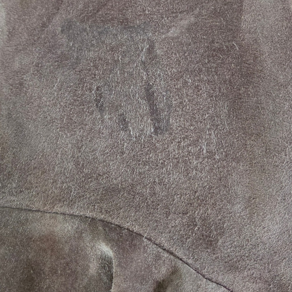 Authentic Washable Suede Jacket Womens M Brown Good Hooded Zip Leather Stitching - Picture 5 of 11